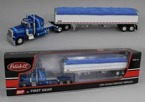 1:64 DCP *BLUE* Peterbilt 379 48" Flattop & Wilson Grain Trailer NIB - Picture 1 of 7