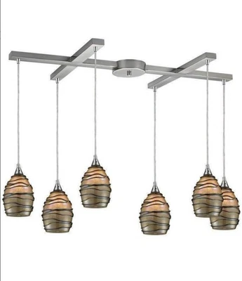 Colgante de 6 luces ELk Lighting Vines en acabado de níquel satinado Foto 1 de 4