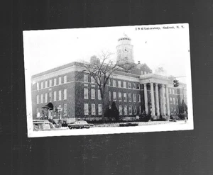 ENDICOTT NY VINTAGE POSTCARD b/w IBM LABORATORY & Street 1960s - Picture 1 of 2