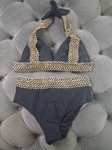 Damen Badeanzug Bikini Pailletten Neckholder Small - Bild 1 von 5