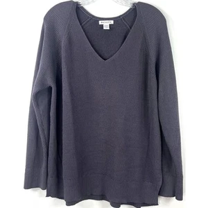 Athleta En Route Hanover V-Neck Sweater Nightfall Purple Ribbed Relaxed Size L - Picture 1 of 14