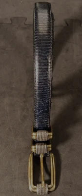 Винтажный женский пояс Med(30) Brighton Classics темно-синий кожаный ящерица 4B614 - Изображение 1 из 4