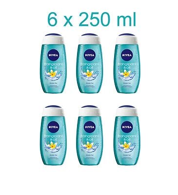 6 x NIVEA Hawaii Flower Frangipani & Care Oil Pearls Shower Gel 250ml - Image 1 of 4