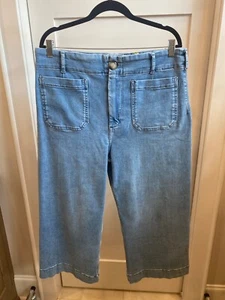 Maeve by Anthropologie The Colette Wide-Leg Cropped Blue Jeans Size 33 Petite - Picture 1 of 6