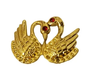 10 Pcs Gold Brass Swan Pin Brooch with Ruby Eyes Craft Jewelry Findings - Picture 1 of 4