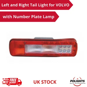 Left & Right Rear Tail Lights for VOLVO Truck With Number Plate Lamp LED + Bulb - Picture 1 of 4