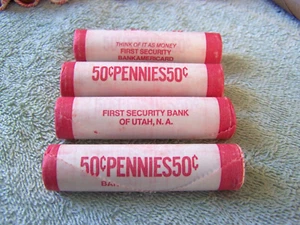 1977-D **Original Bank Wrapped ** Uncirculated Lincoln Cent Roll - OBW Penny (X) - Picture 1 of 5