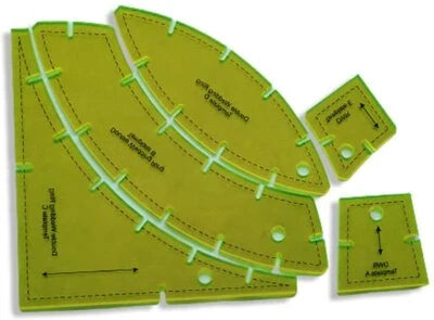 Acrylic Slit N Sew Double Wedding Ring Quilting Templates Set #DWR