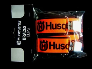 HUSQVARNA METAL CLIP BRACES 5056185-00 ADJUSTABLE EXTRA WIDE BRIGHT ORANGE NEW - Picture 1 of 3