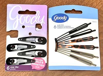 Goody Hair Bobby Slides 2004 Faux Tortoise/Black/Taupe 6 Pins & 4 Snap Clips NEW - Image 1 of 4