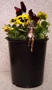 Flower Pot Hugger Fairy #6 NEW bronze toned polystone - Picture 1 of 1