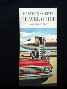 Folleto 1962 Estados Unidos Eastern Hertz Airlines Guía de viaje Mapa de vuelo - Imagen 1 de 3
