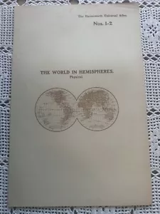 Harmsworth Universal Atlas No's 1 - 2 The World In Hemispheres Genuine Map - Picture 1 of 6