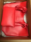 NEIMAN MARCUS Beauty Tote Matching Clutch Bag RED ORANGE Shoulder Bag NEW