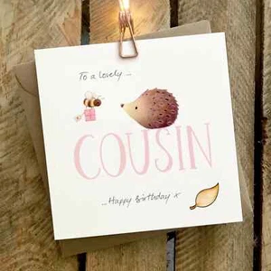 GingerBetty Birthday Card For Cousin With Leaf Embellishment Blank Inside - Picture 1 of 1