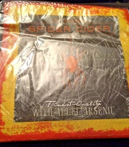 BNIP New Halloween 24 Cocktail Napkins - 2 ply 10in x 10in - Spider Theme - Picture 1 of 3