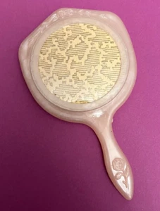 Vintage Cream Color Lace Rose Flower Pocket Or Purse Mirror - Picture 1 of 5