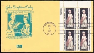 US 1965 John Copley Plate Block FDC (1273) . Kolor Kover Cachet - Picture 1 of 1