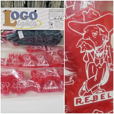 VTG Ole Miss Logo Lights Mascot Covers 20 String Lights Man Cave NOS Works Cover
