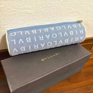BVLGARI Denim Pen Case Zipper Blue - Picture 1 of 5