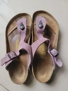 Sz39 W8 M6 Birkenstock Gizeh Suede Leather Light Purple UNISEX ADULTS - Picture 1 of 6