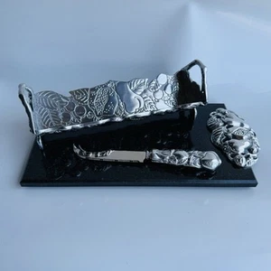 Arthur Court Cheese Cracker Pewter Pears Black Marble 3 Piece Serving Set - Picture 1 of 3