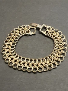 BRACCIALE VINTAGE ESTATE JEWELRY TONO ORO Slinky Link FIRMATO GOLDETTE Estate - Foto 1 di 7
