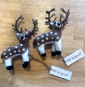 NWT Lot of 2 FELT SO GOOD Reindeer Christmas Ornaments - Picture 1 of 4