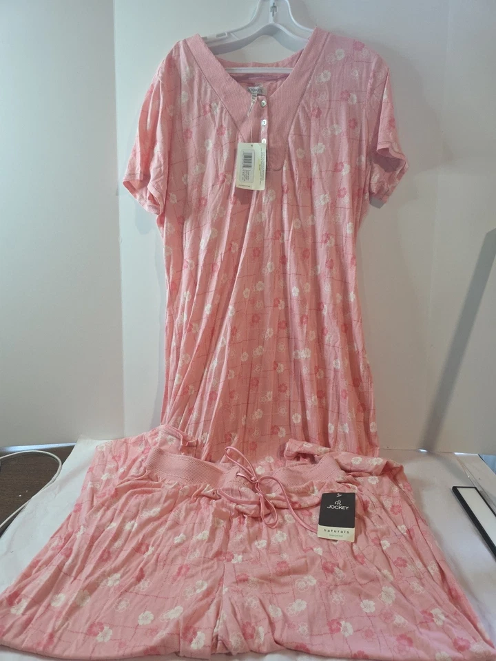 Conjunto de pijama de manga corta de 2 piezas de mezcla de algodón para mujer Jockey de colección talla L nuevo con T Foto 1 de 4