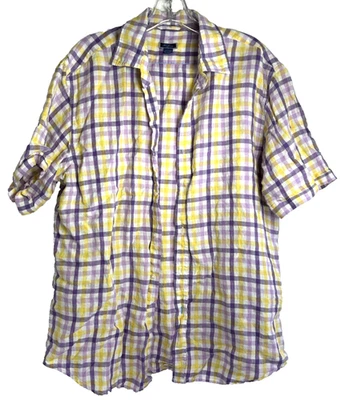 Camisa de vestir Tom James de lino para hombre XL abotonada Oxford beige ligera en muy buena condición Foto 1 de 4