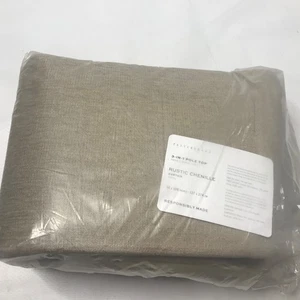 Pottery Barn Rustic Chenille Drape Curtain 50 x 108” Oatmeal Rod Pocket New - Picture 1 of 5