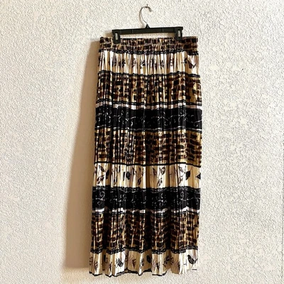 Maxi Falda Stonebridge Vintage Plisada Cottagecore Talla XL Marrón Cintura Elástica Foto 1 de 4