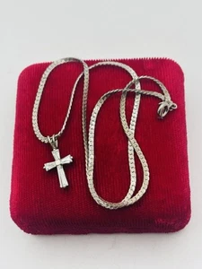 KREUZ SIMONS STERLINGSILBER BAGUETTE ZIRKONIA CZ KREUZ ANHÄNGER HALSKETTE - Bild 1 von 17