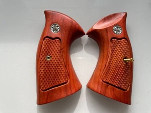 Wood Decorative Grips for S&W, K/L SQUARE BUTT Revolver checker opened back grip - Picture 1 of 7