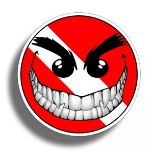 Smiley Happy Face Diver Down Sticker Dive Flag Decal Smile Diving Car Cup Cooler - Picture 1 of 2