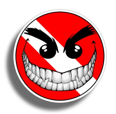 Smiley Happy Face Diver Down Sticker Dive Flag Decal Smile Diving Car Cup Cooler