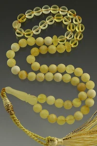 66 perline di preghiera rotonde islamiche 7 mm originali AMBRA BALTICA TASBIH 15,4 g 180712-5 - Foto 1 di 5