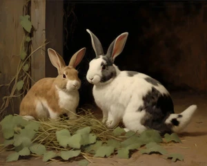 Gift Animals Rabbits Oil Painting Home Decor Wall Art Picture Printed On Canvas - Picture 1 of 8