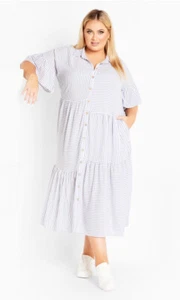 Avenue by City Chic Ladies Kaitlyn Maxi Dress size 16 Colour Blue Stripe - Picture 1 of 7