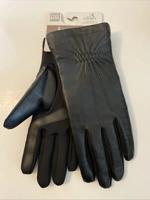Isotoner Womens Leather Touch Screen SmarTouch Cold Weather Gloves, Black, L/XL - Image 1 of 4