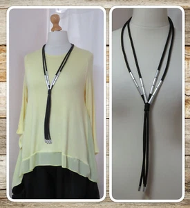 BNWT, ARTY, QUIRKY, LAGENLOOK, STATEMENT, BLACK RUBBER, SILVER TUBES, NECKLACE - Picture 1 of 14
