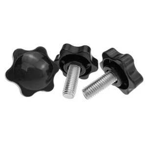 M4-M12 Black Plastic Thumb Screw Hand Grip Knob Bolt Thumb Screw 6-Corners - Picture 1 of 12