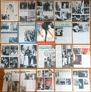 MOHAMMAD REZA PAHLEVI SHA OF PERSIA 1960s/70s clippings Royalty Farah Diba - Picture 1 of 1