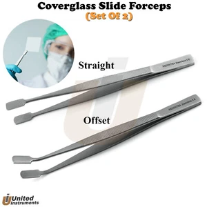 Set di 2 pinze offset-dritte copertura scorrevole vetro manici laboratorio scientifico - Foto 1 di 3
