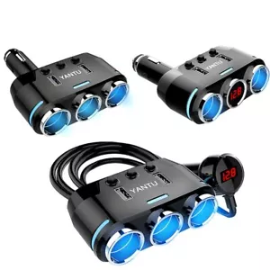 Dual USB Port 3 Way Auto Car Cigarette Lighter Socket Splitter Charger Adapter - Picture 1 of 11