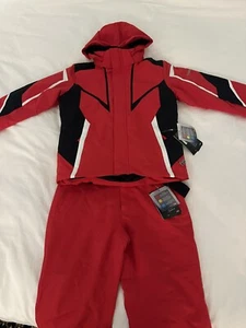 $300 Karbon Kids 2 Piece Snow Ski Suit Set Size 12 Coat Jacket Pants Bibs Red - Picture 1 of 9