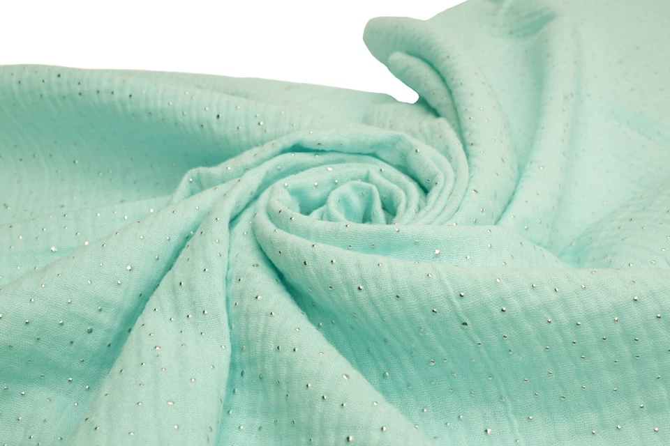 Baumwoll Musselin Stoff mit Silber Sternen Double Gauze, Doppelgaze 50 x 130 cm - Bild 1 von 1