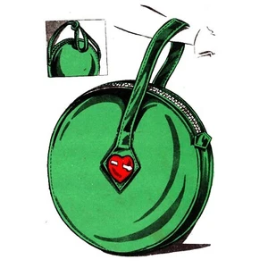 Vintage 1940s Sewing pattern, Circle Handbag with Heart – 11” Diameter (28cm) - Picture 1 of 1