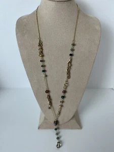 Goldfarbene Kette mehrfarbig Acryl, Glas & Metall Mode Halskette - Bild 1 von 7