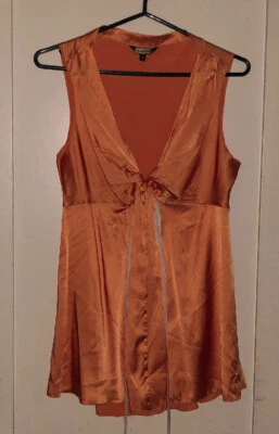 Rozae Nichols коралловый шелковый топ - Cami блузка рубашка - Orig $300 размер S - Изображение 1 из 4